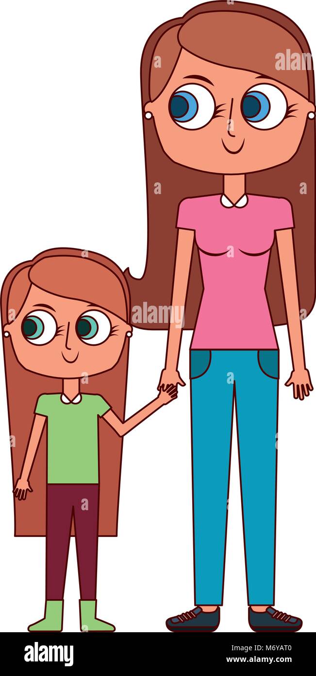 mother holding hand with her daughter vector illustration Stock Vector ...