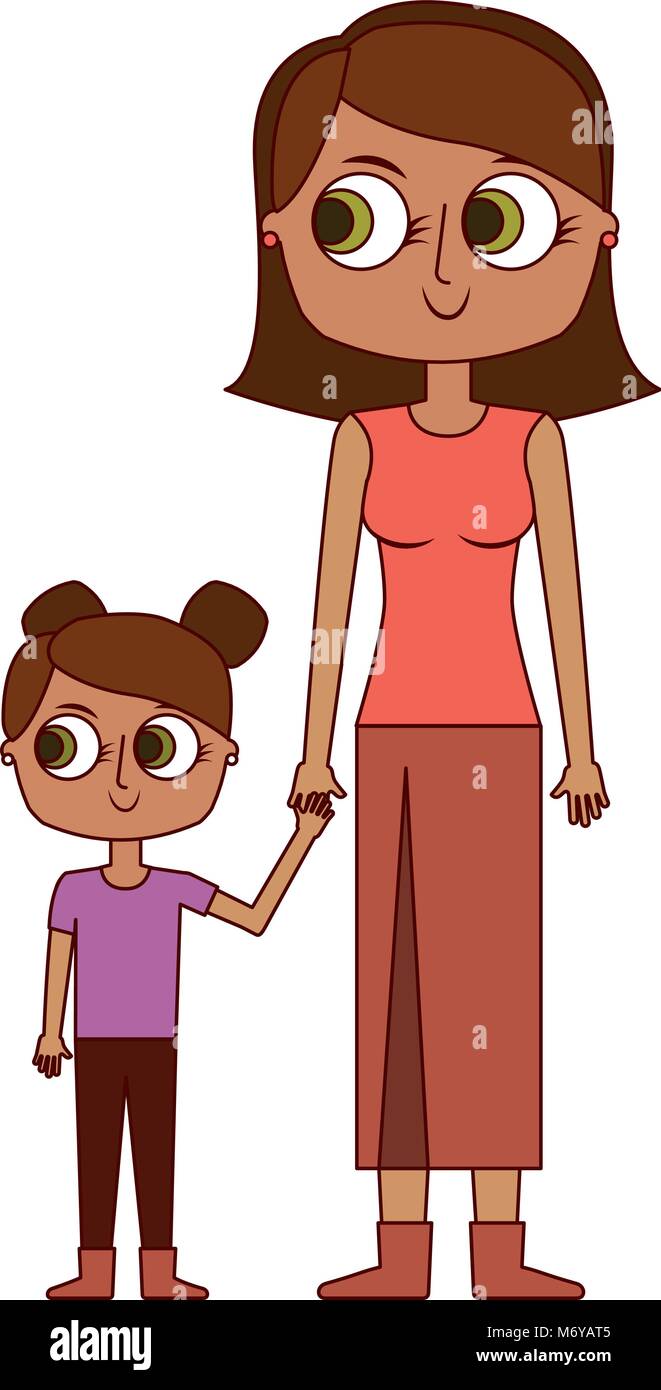 mother holding hand with her daughter vector illustration Stock Vector ...