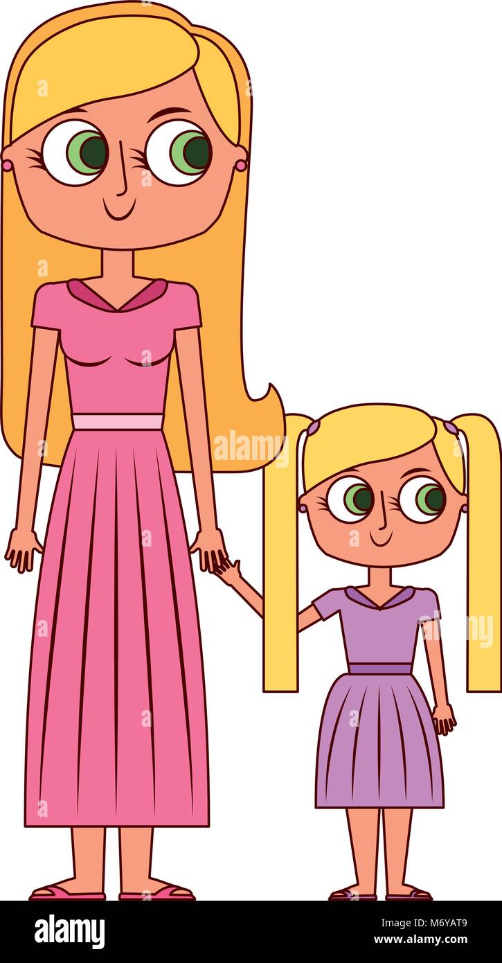 mother holding hand with her daughter vector illustration Stock Vector ...
