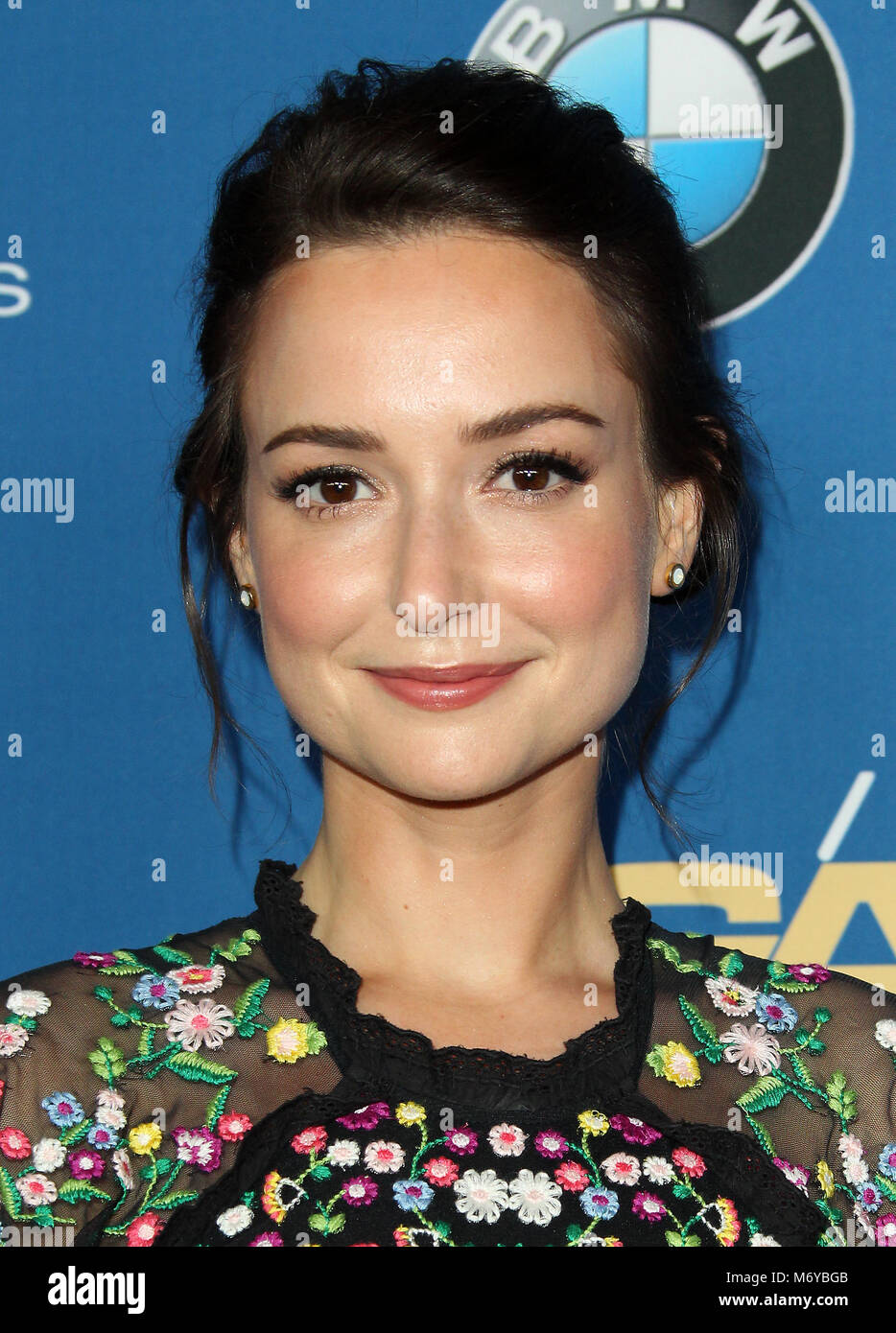 70th Annual DGA Awards 2018 Arrivals held at the Beverly Hilton Hotel in Beverly Hills, California.  Featuring: Milana Vayntrub Where: Los Angeles, California, United States When: 04 Feb 2018 Credit: Adriana M. Barraza/WENN.com Stock Photo