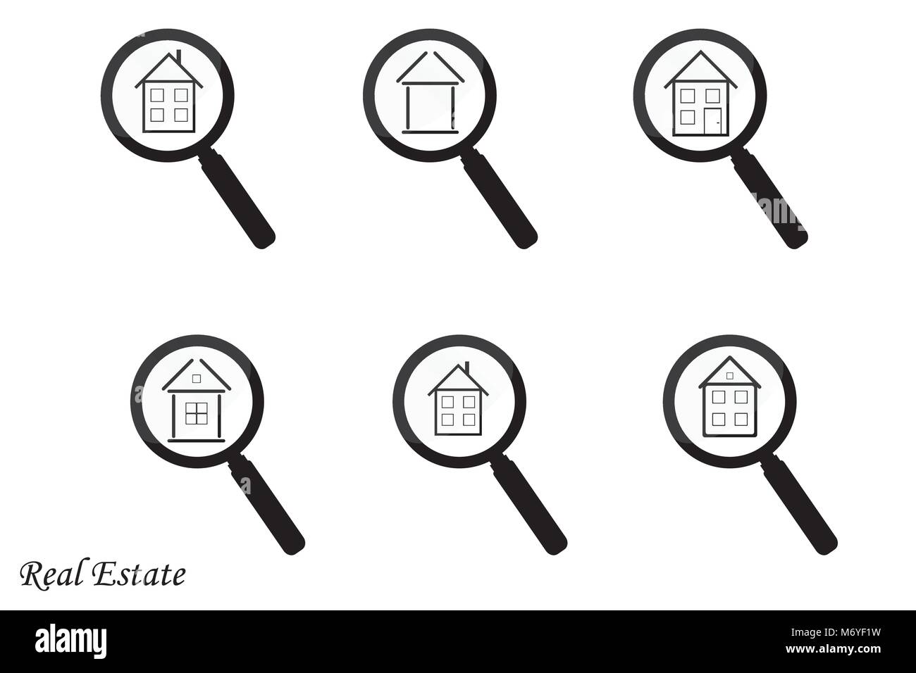 Real Estate Icons on White Background, stock vector illustration Stock ...
