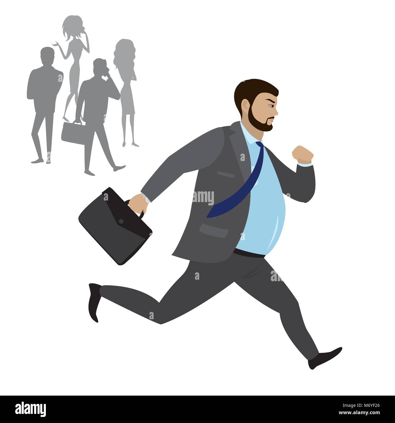 Fat Businessman running ,isolated on white background,stock vector illustration Stock Vector