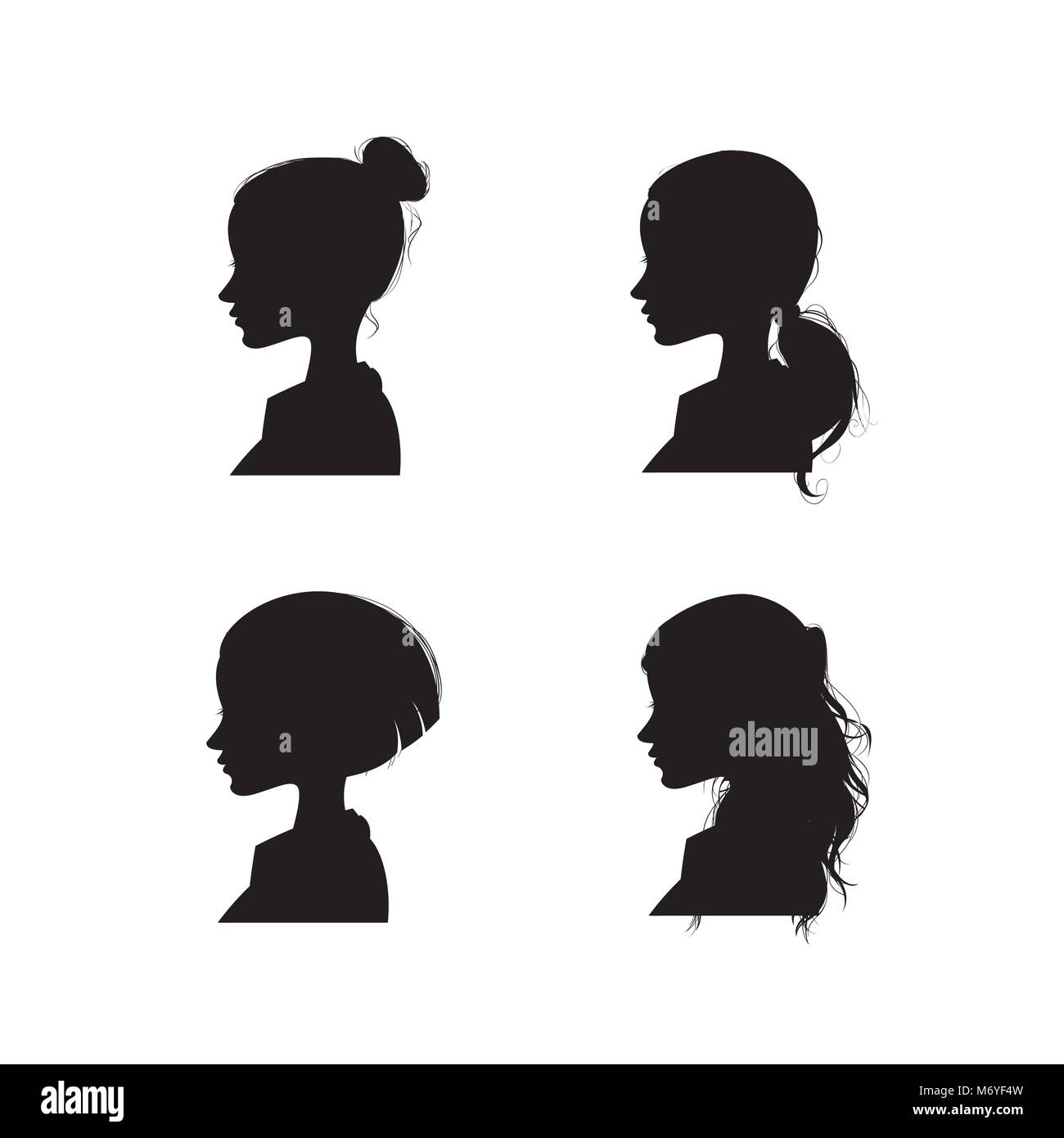 White profile silhouette of young girl or woman Vector Image