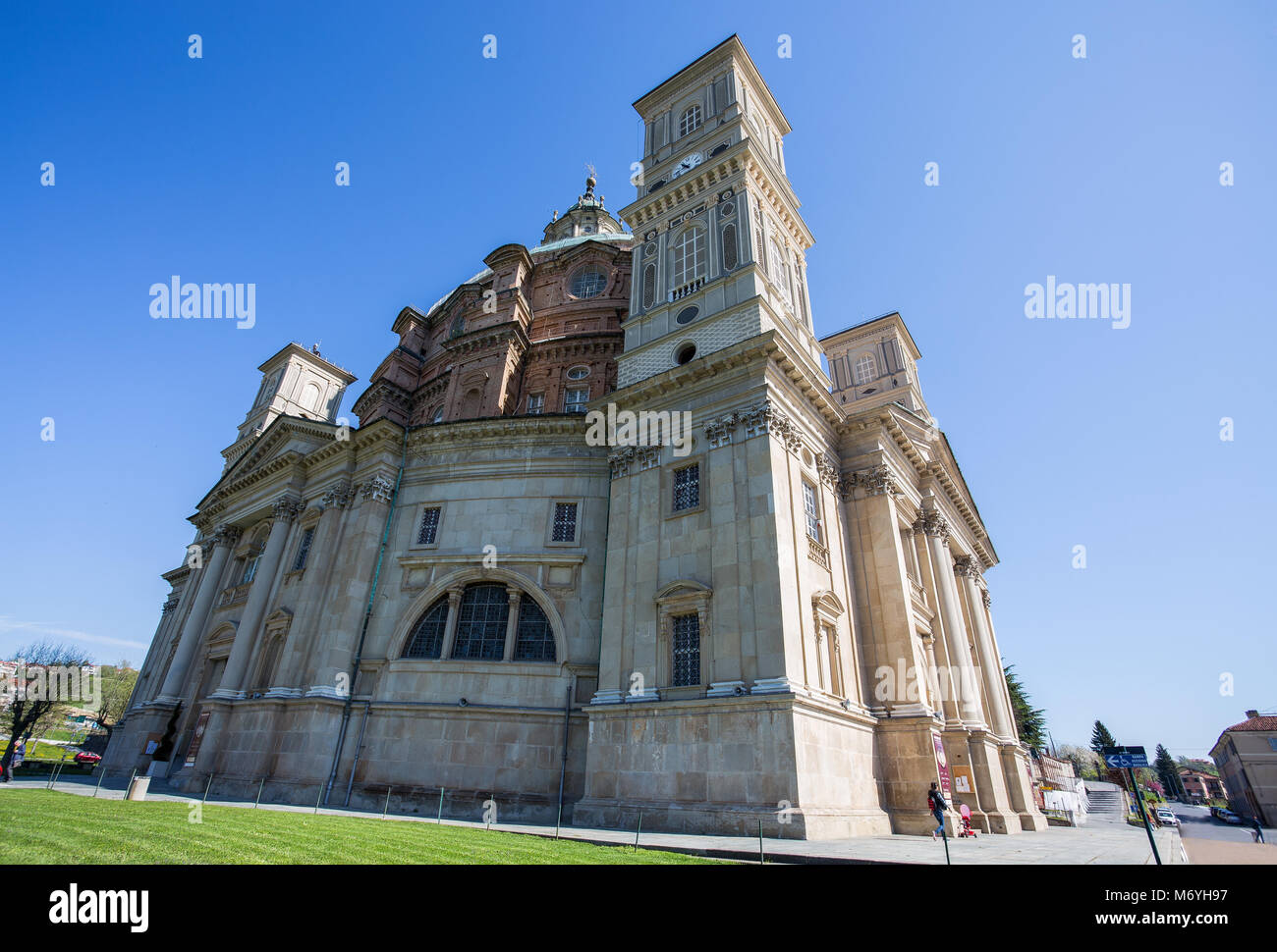 VICOFORTE, ITALY APRIL 11, 2017 - Vicoforte Sanctuary, Cuneo province, Piemonte, Italy, the largest elliptical dome in the world. Stock Photo