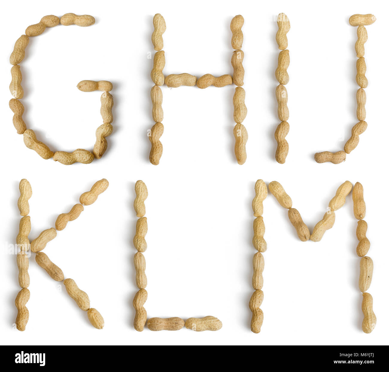 Letters, numbers and other symbols made of peanuts Stock Photo Alamy