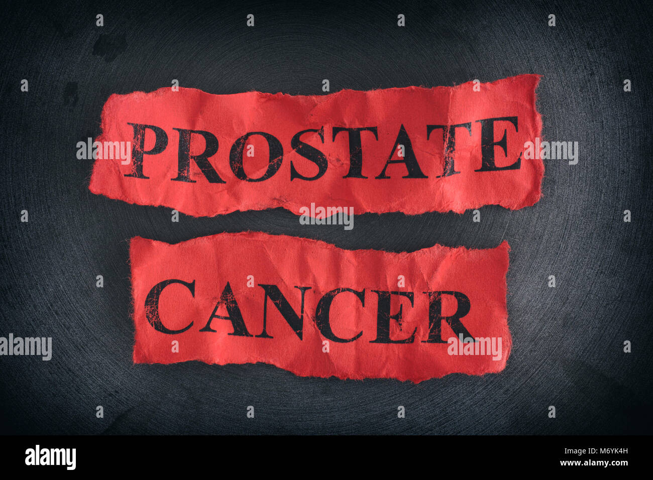 Crumpled pieces of paper with the words Prostate Cancer. Close up. Stock Photo