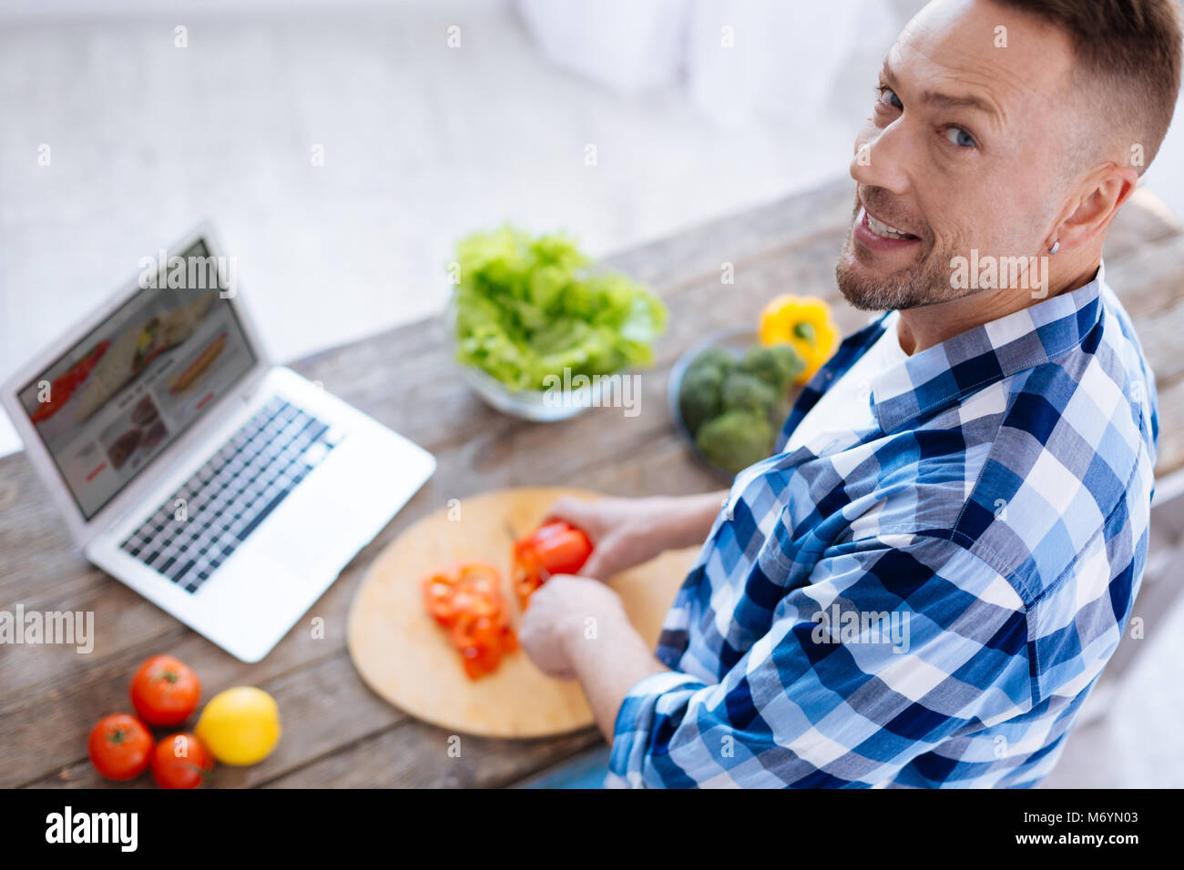 Charming nice man practicing biohacking Stock Photo