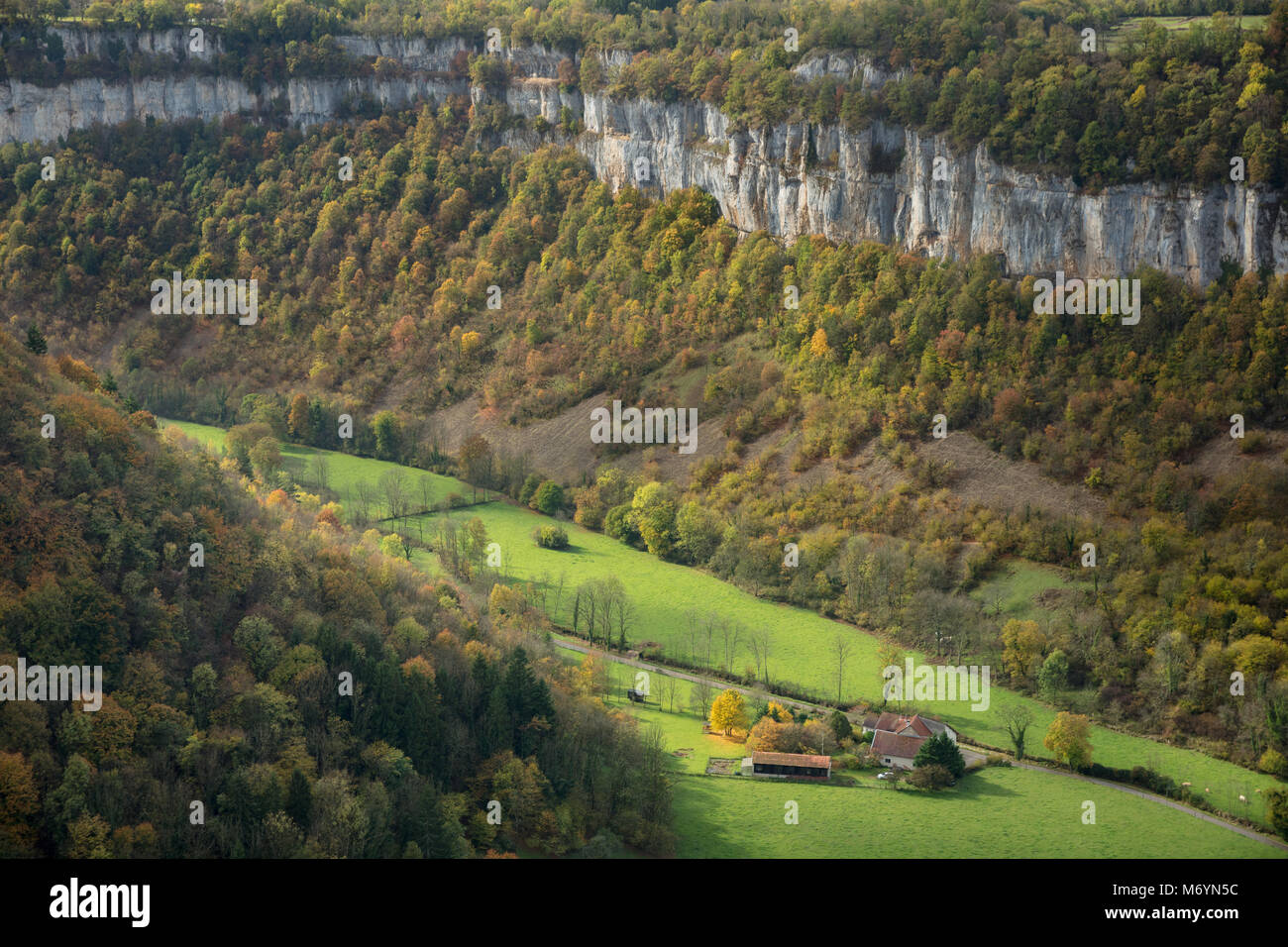 A house in the Reculée de Baume, Baume-les-Messieurs, Jura, Franche-Comté, France Stock Photo