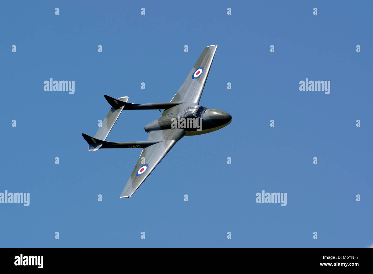 de Havilland DH-100, Vampire, G-HELV, Coventry Airport, England United Kingdom, Stock Photo
