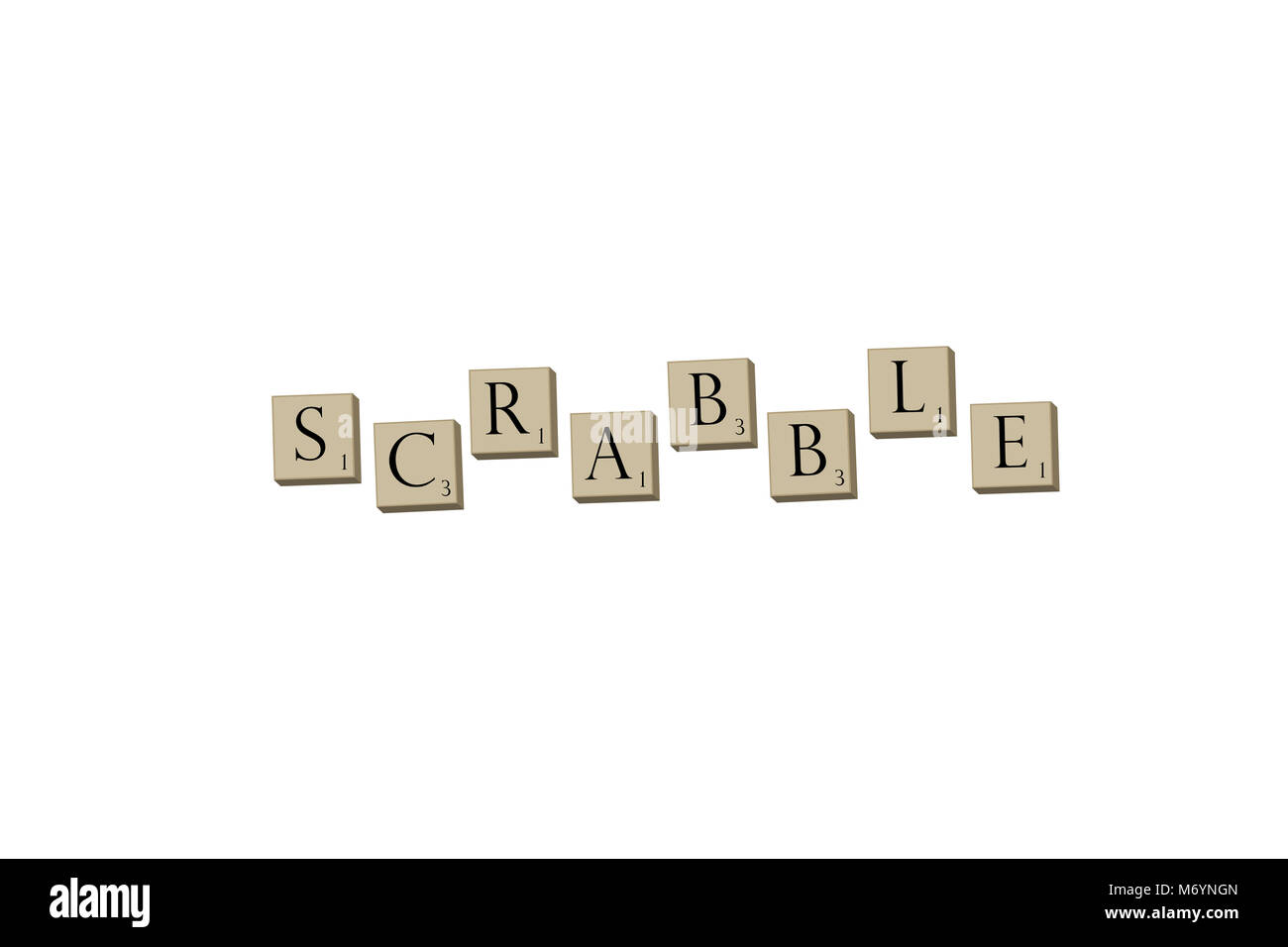 New Cumberland, PA, USA - March 3, 2018 :  Illustrative editorial of Scrabble game title spelled in alphabet tile pieces on white. Stock Photo