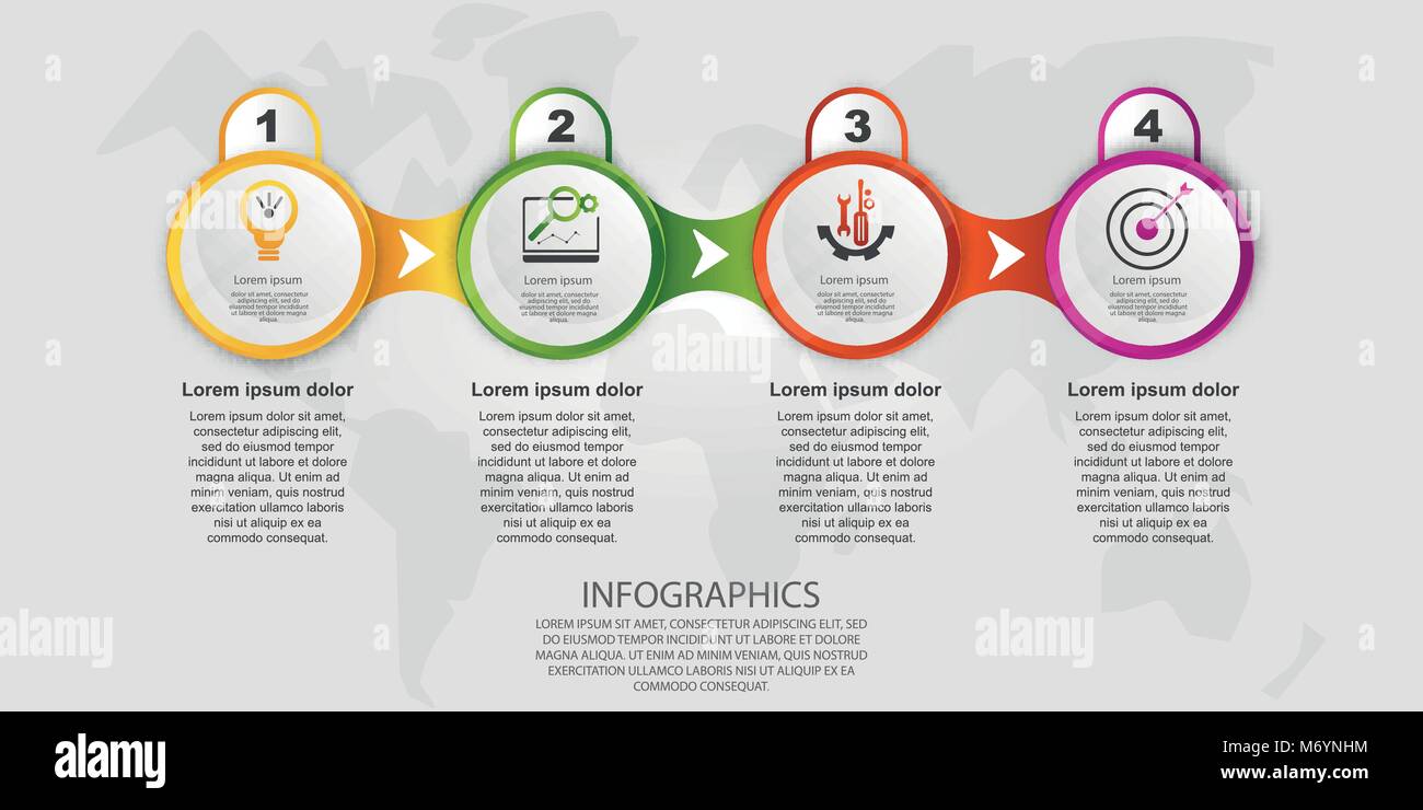 Modern vector illustration 3d. Template circle infographics with four ...