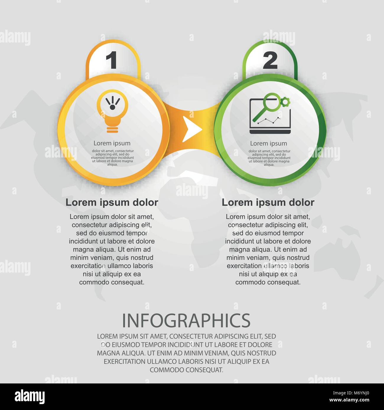 Infographics circular vector banner of 2 steps. Vector pattern ...