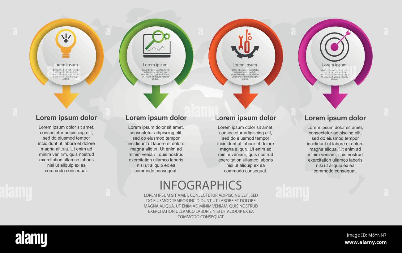 Modern vector illustration 3d. Template circle infographics with four ...
