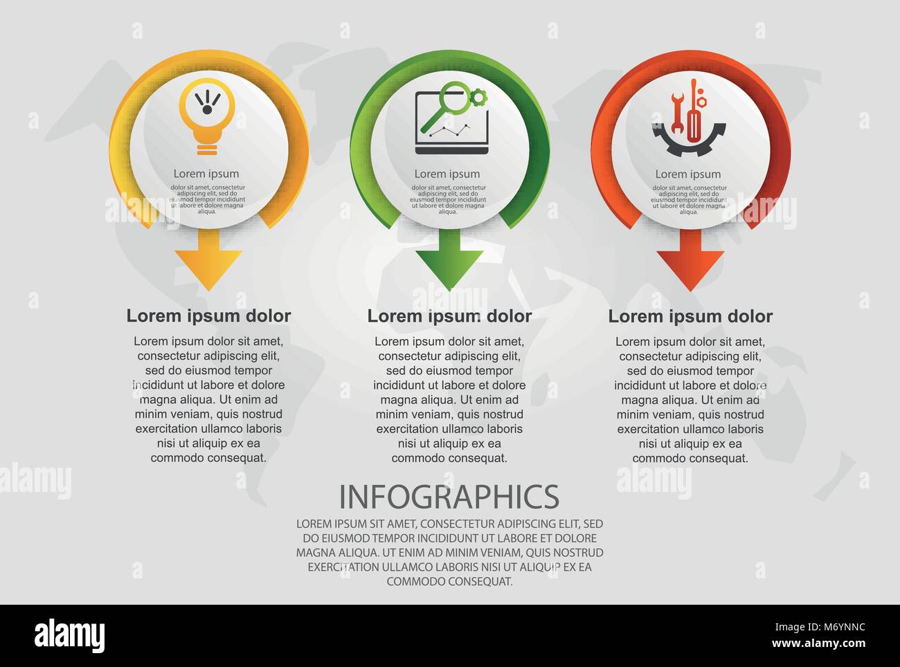 Modern vector illustration 3d. Template circle infographics with three ...