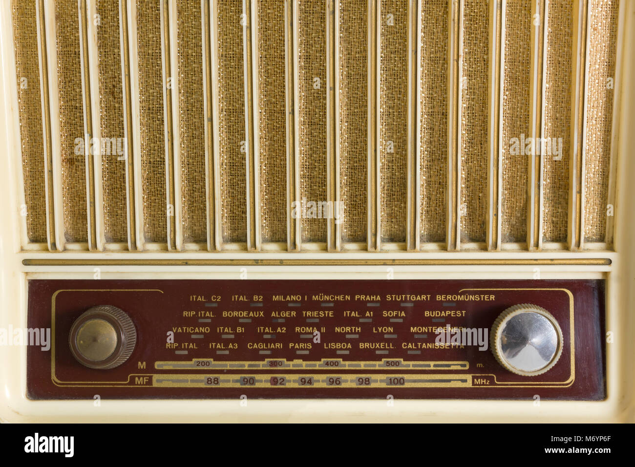 Closeup of a vintage radio tuner Stock Photo Alamy