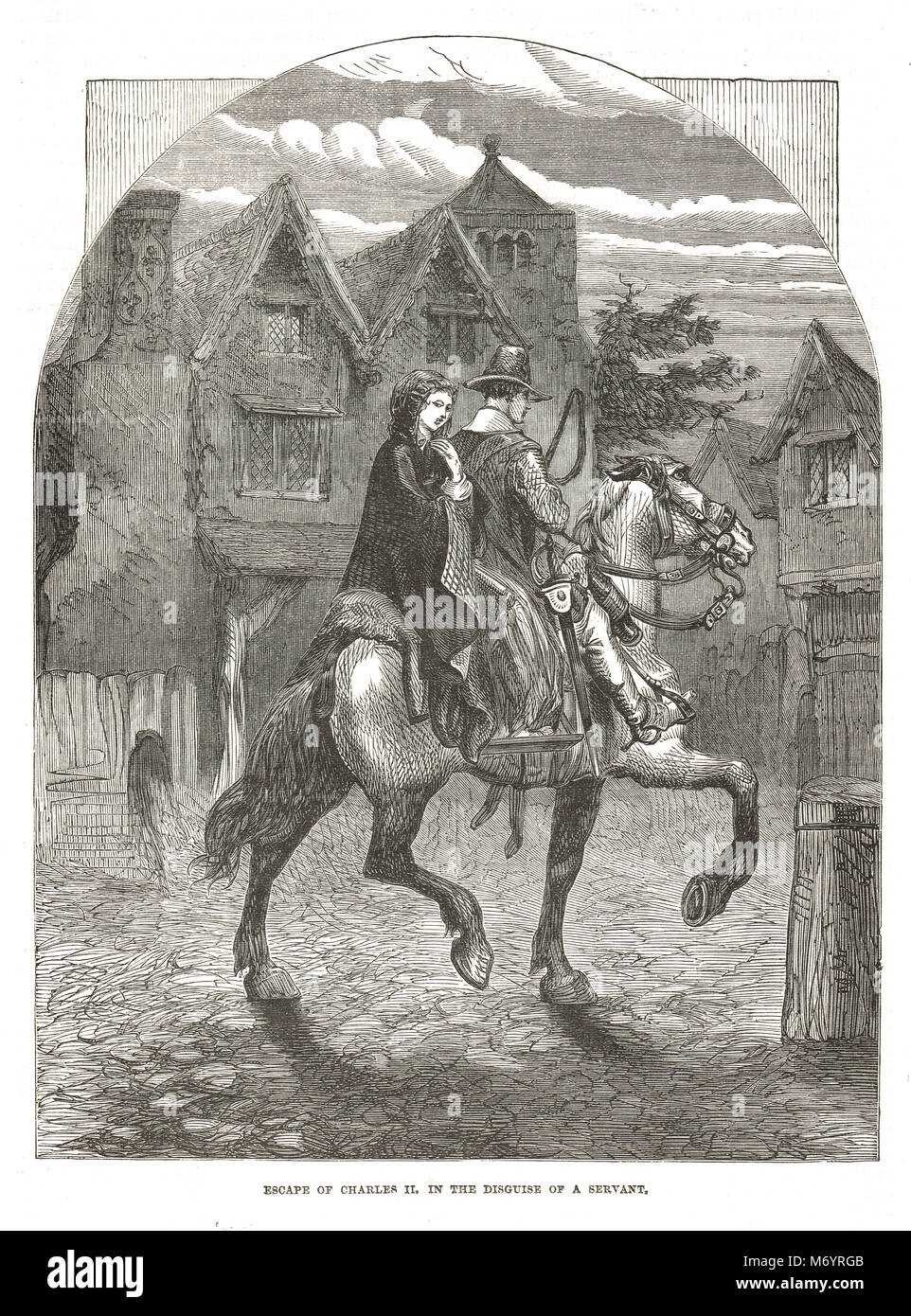 Prince Charles, son of Charles I, and Future King Charles II, escaping dressed as a servant, 1651, English Civil War Stock Photo