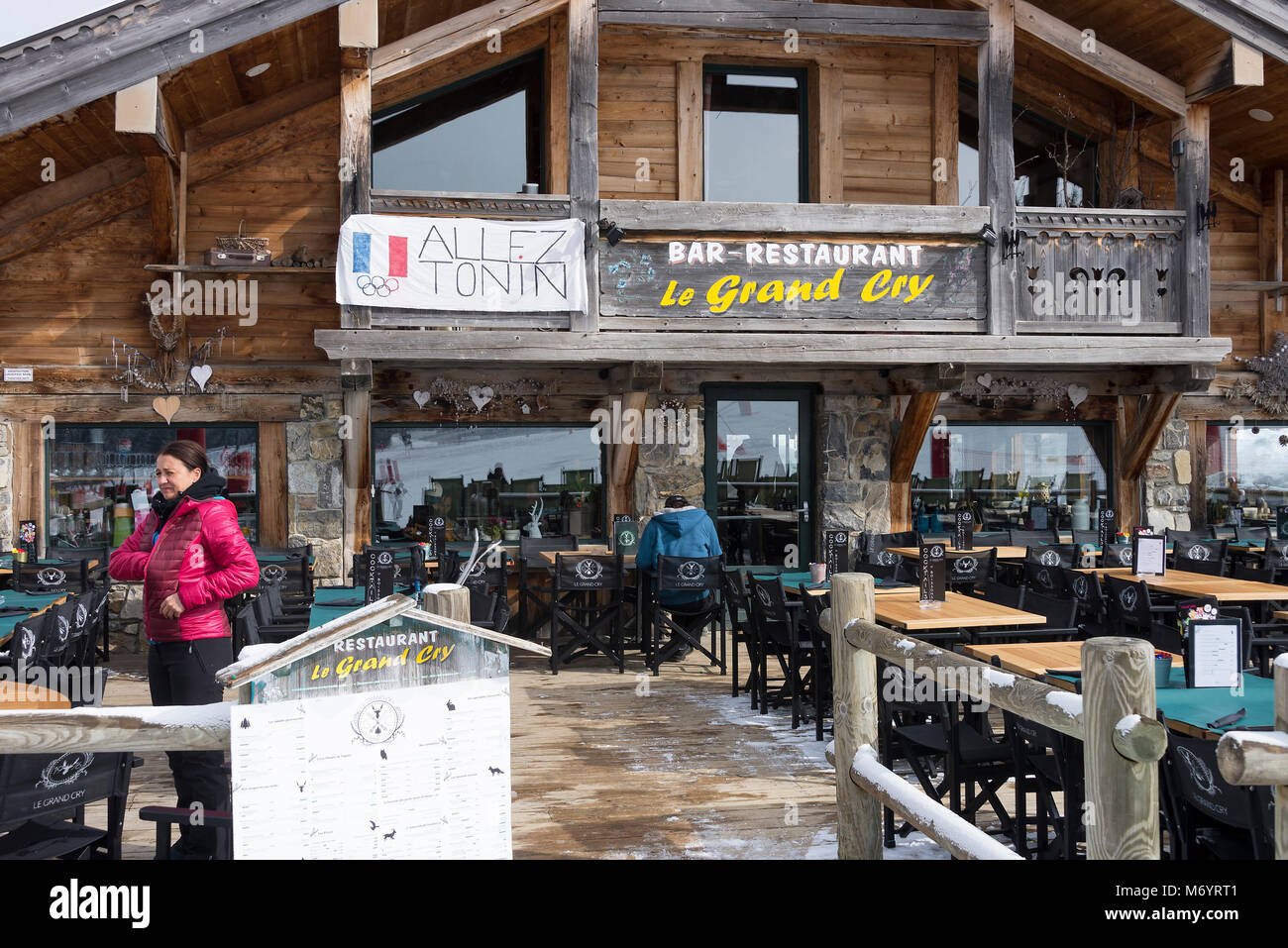 The Chalet Style Le Grand Cry Bar and Restaurant by the Slopes of the Ski  Resort Les Gets in the French Alps Haute Savoie Portes du Soleil France  Stock Photo - Alamy