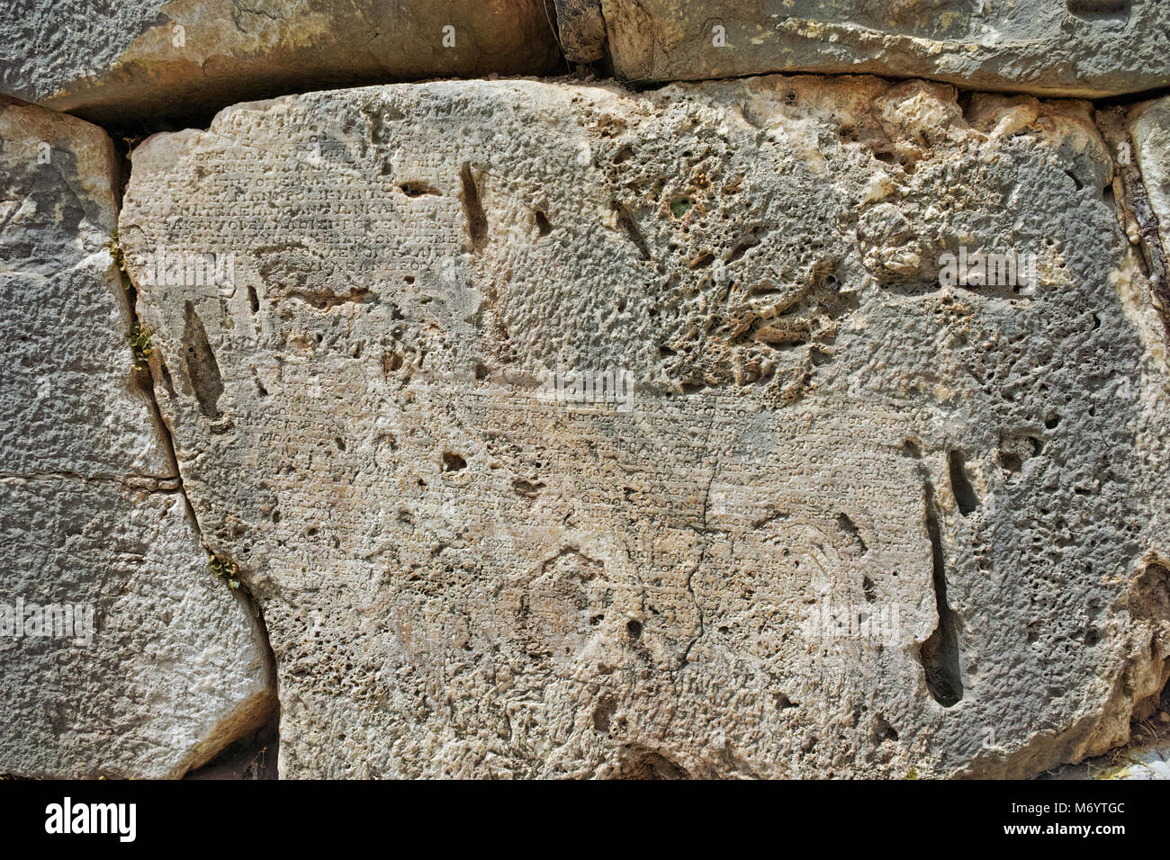 Delphic Inscriptions inscription in Ancient Greek archaeological site of Delphi, Central ...
