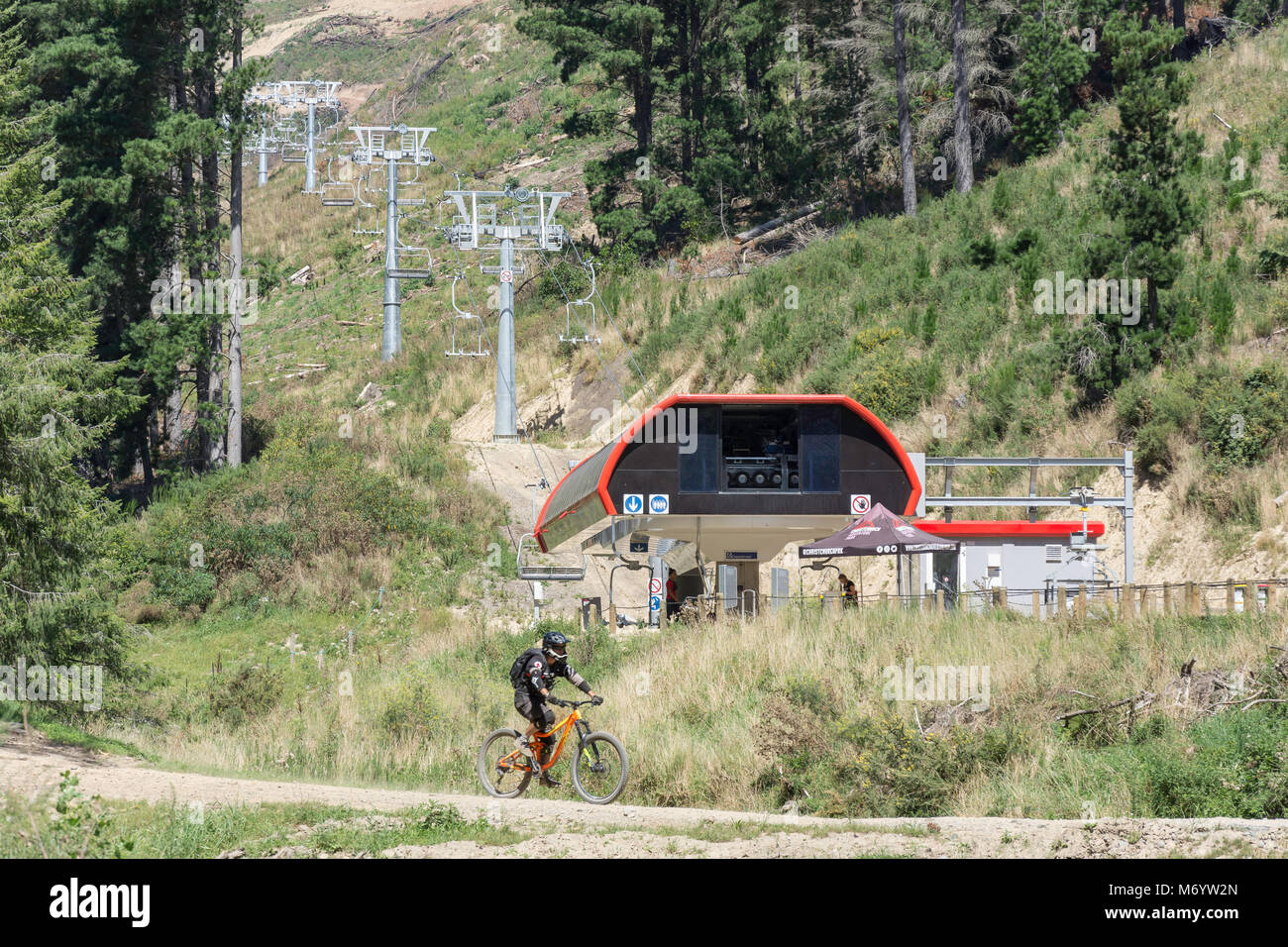 Chair lift and bike trail at Christchurch Adventure Park, Worsleys Road