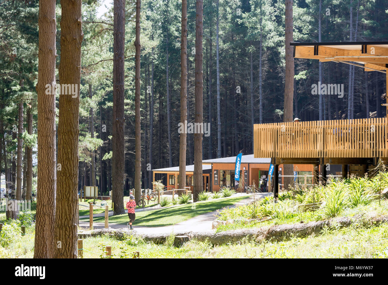 Shop and restaurant buildings at Christchurch Adventure Park, Worsleys