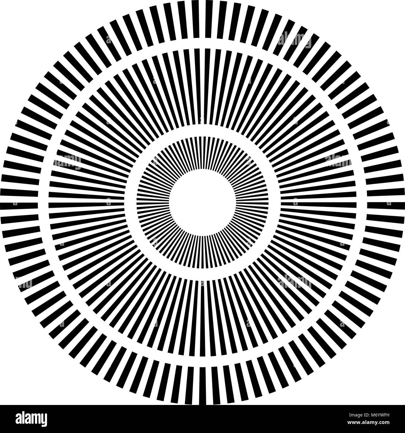 Geometric radial element. Abstract concentric, radial geometric motif ...