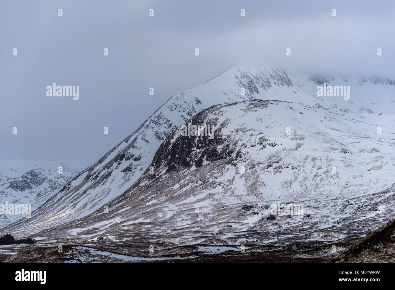 Rannoch moor on a cold winter day in the scottish highlands. Stock Photo