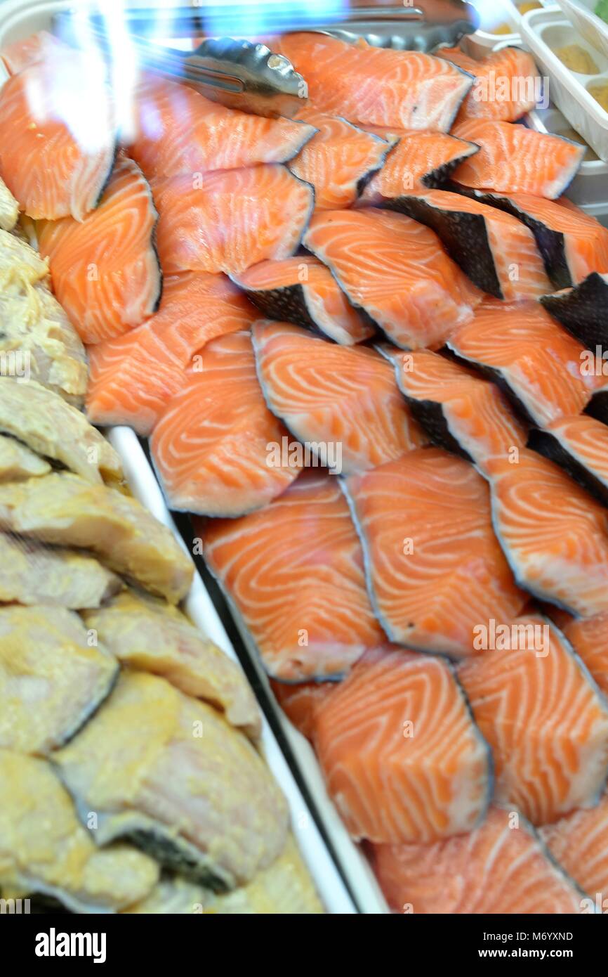Fresh fish in display case Stock Photo Alamy