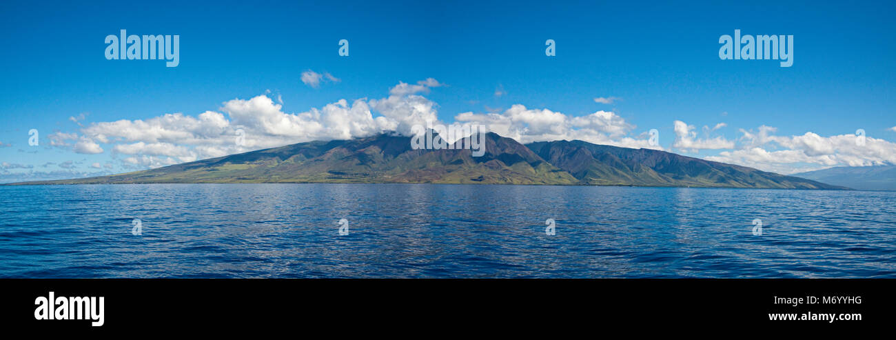 A digitally stitched view of the West Maui Mountains, Hawaii. Stock Photo