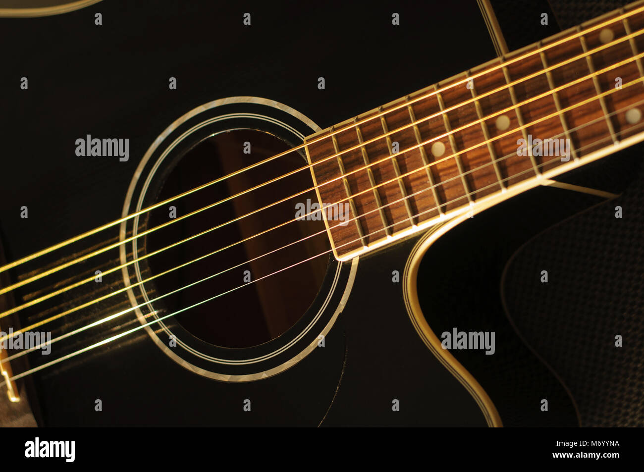 black acoustic guitar Stock Photo Alamy