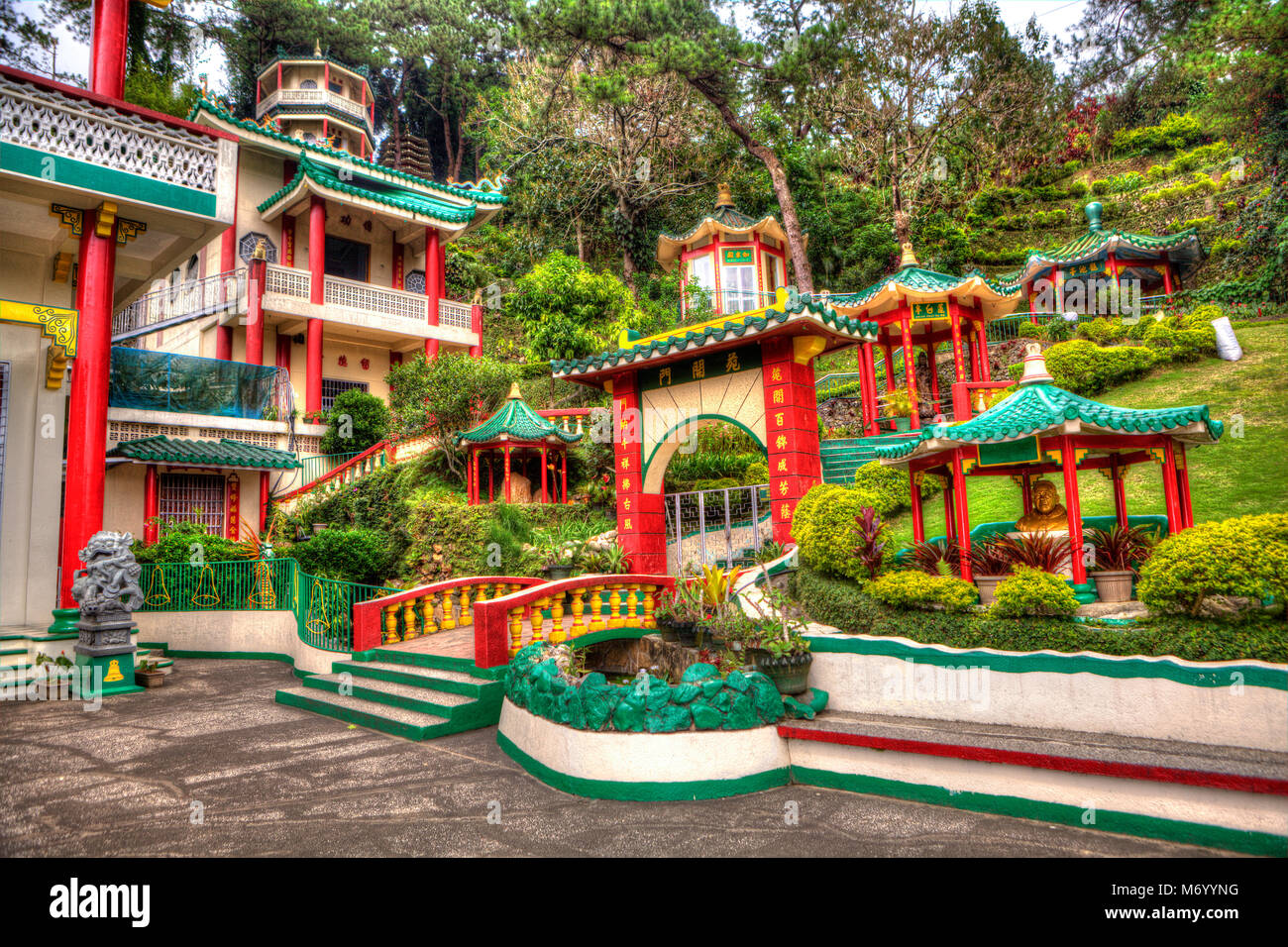 The Bell Church is a Taoist temple with gardens, temples and pagodas open to the public in Baguio City, Luzon Island, Philippines. Stock Photo