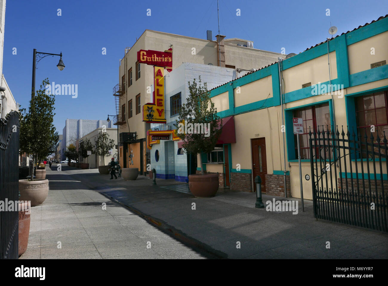 A popular restaurant alley in the restored sections of Bakersfield , CA
