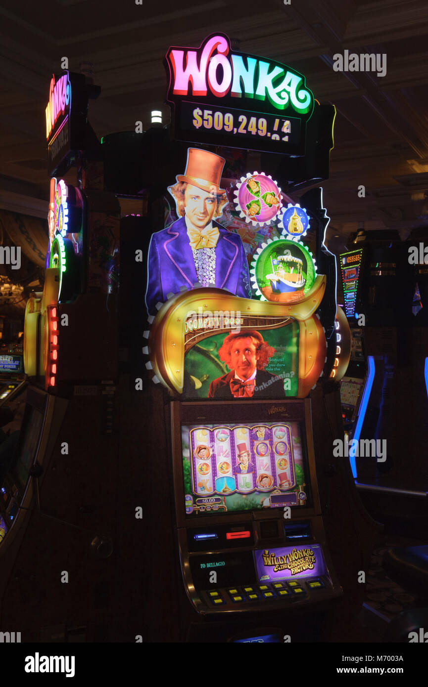 Willie Wonka slot machine, Bellagio Casino, Las Vegas, Nevada. Stock Photo