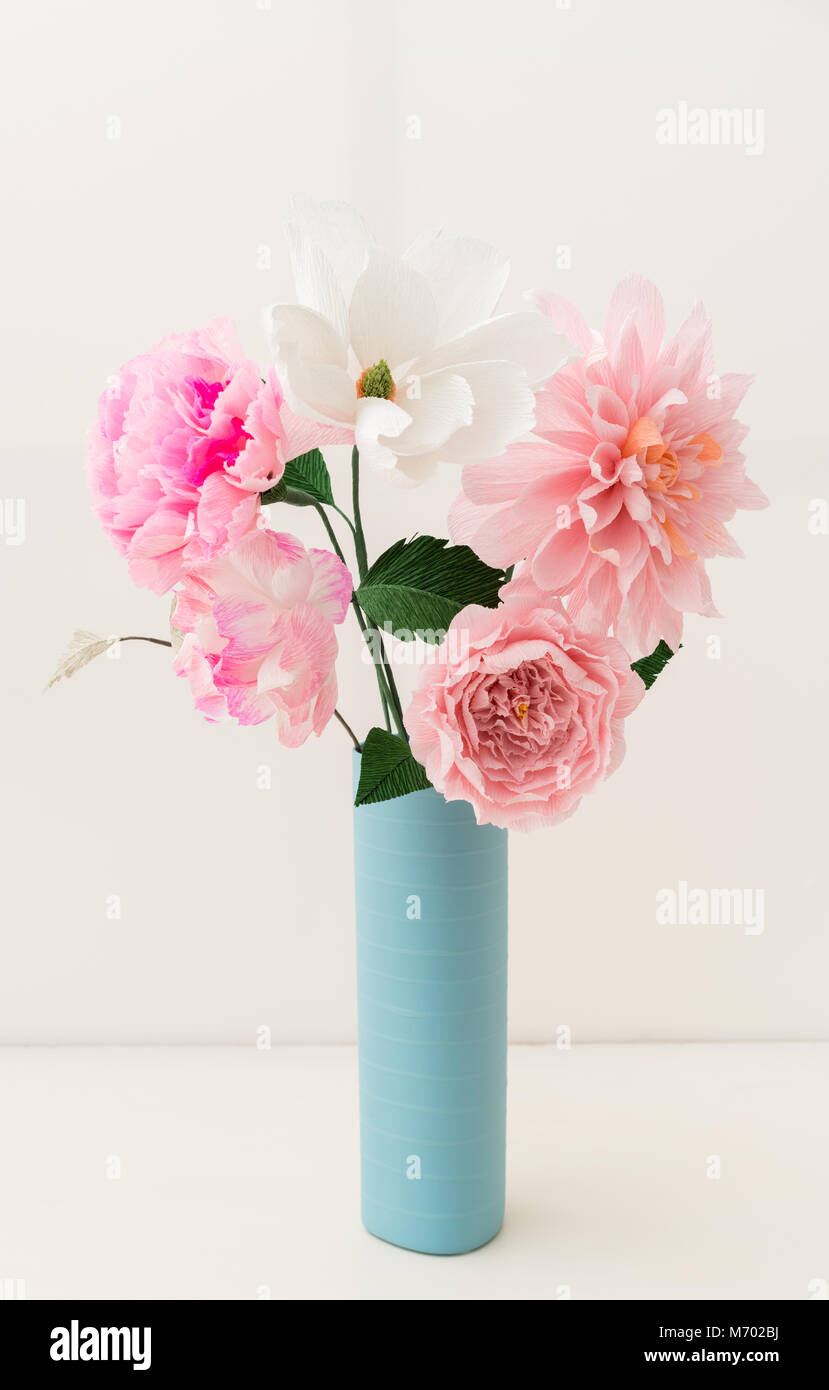 Crepe paper flower bouquet Stock Photo Alamy