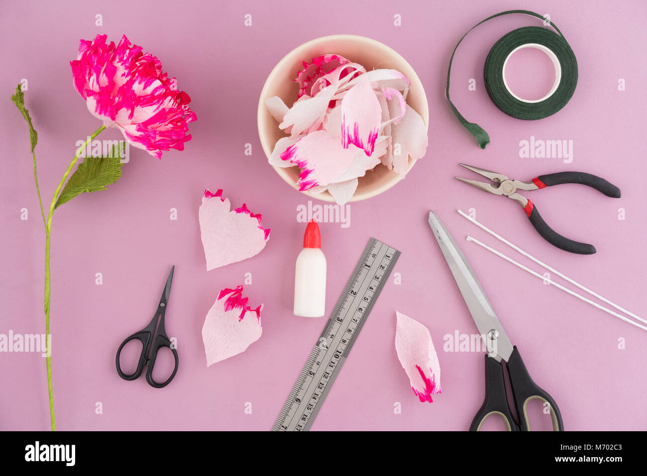 making-paper-flowers-stock-photo-alamy