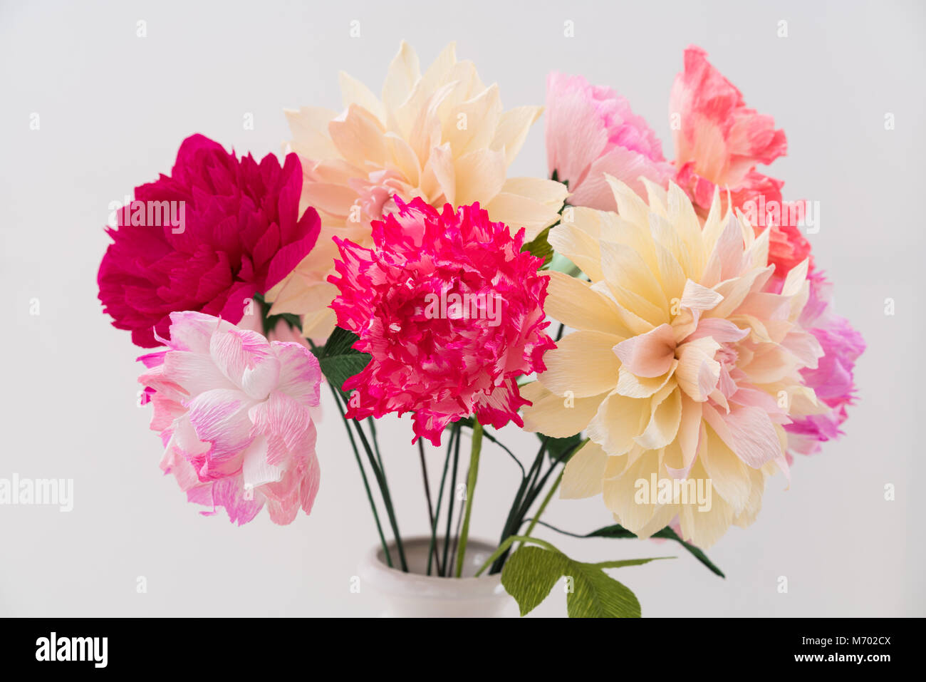 Crepe paper flower bouquet Stock Photo