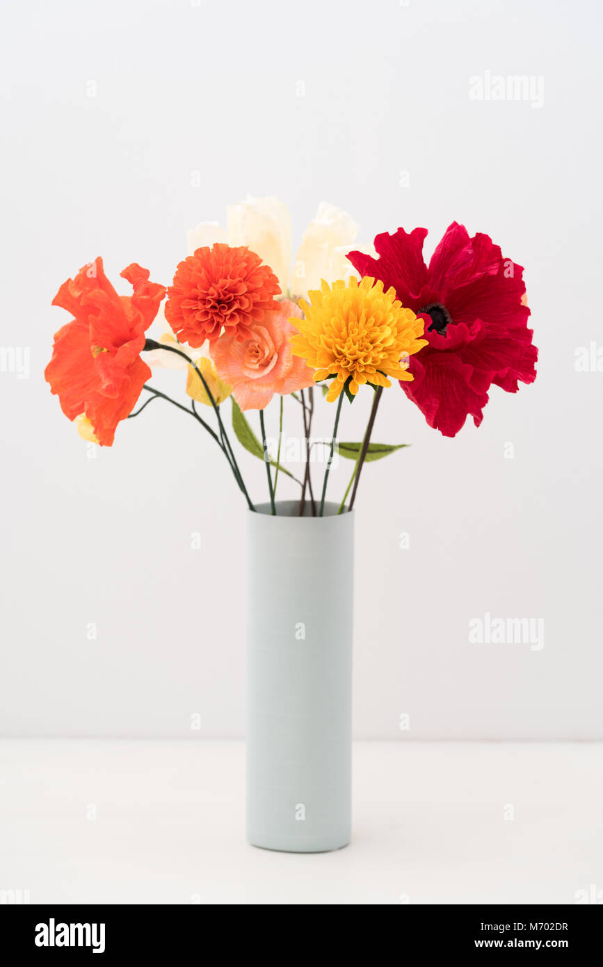 Crepe paper flower bouquet Stock Photo