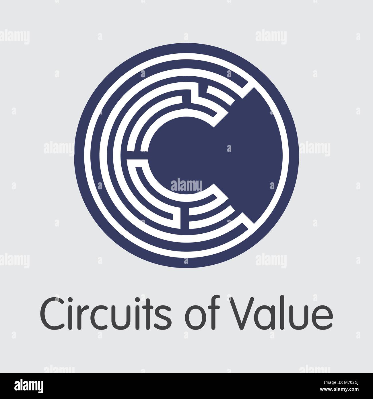 Circuits Of Value - Virtual Currency Coin Image. Stock Vector