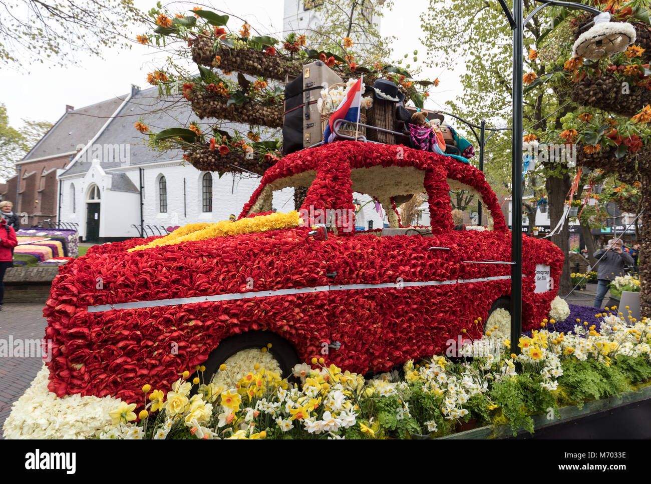 Noordwijkerhout, Netherlands April 21, 2017 Platform with tulips and