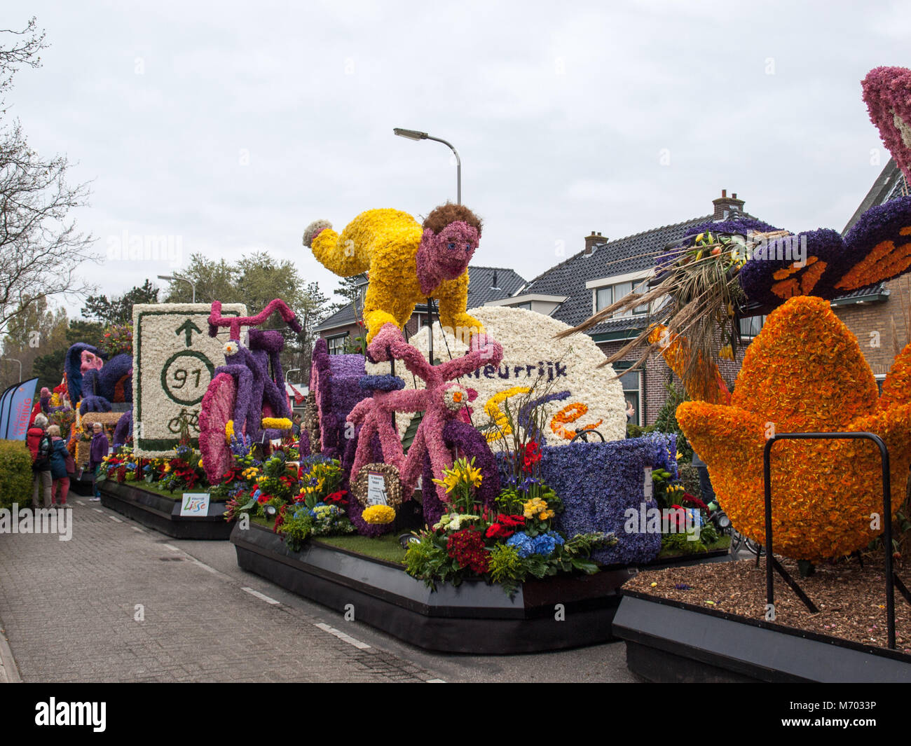 Noordwijkerhout, Netherlands April 21, 2017 Platform with tulips and