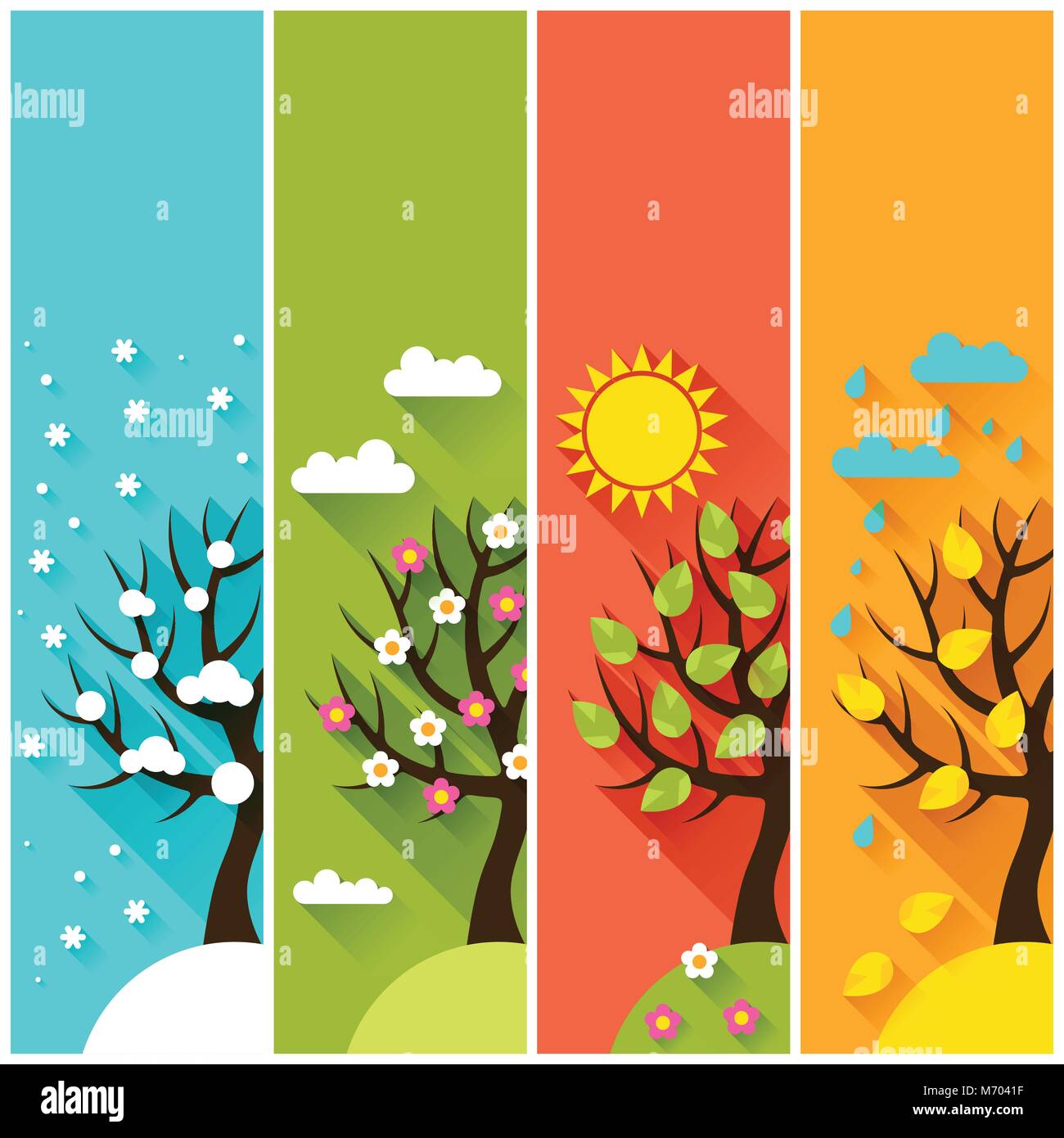 Vertical banners with winter spring summer autumn trees Stock Vector ...