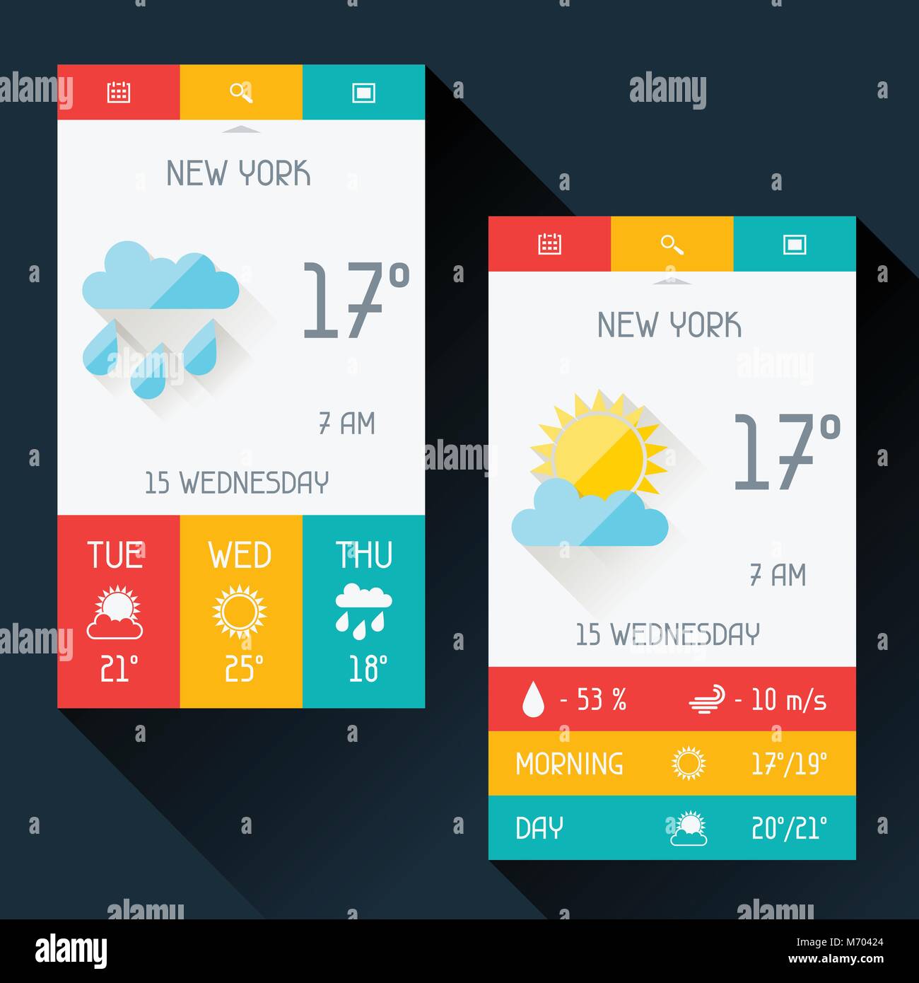 Weather widget in flat design style Stock Vector Image & Art - Alamy