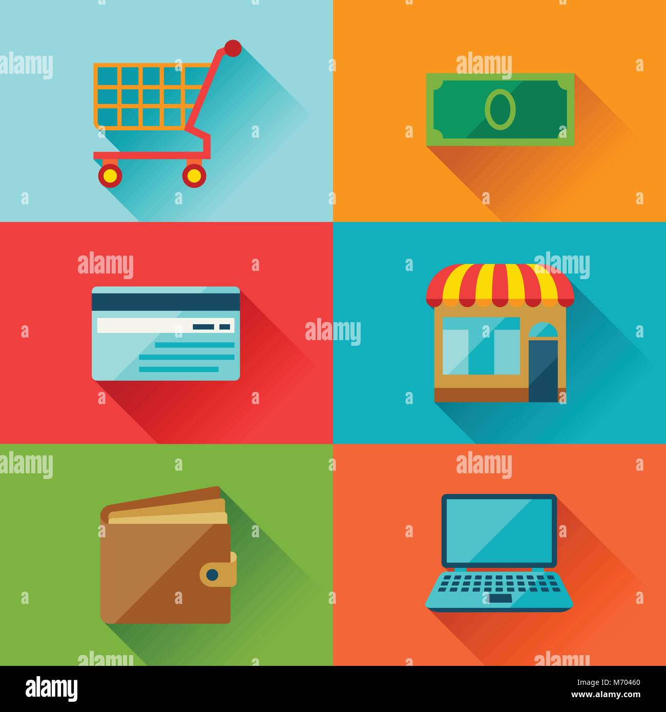 Internet shopping icons in flat design style Stock Vector Image & Art ...