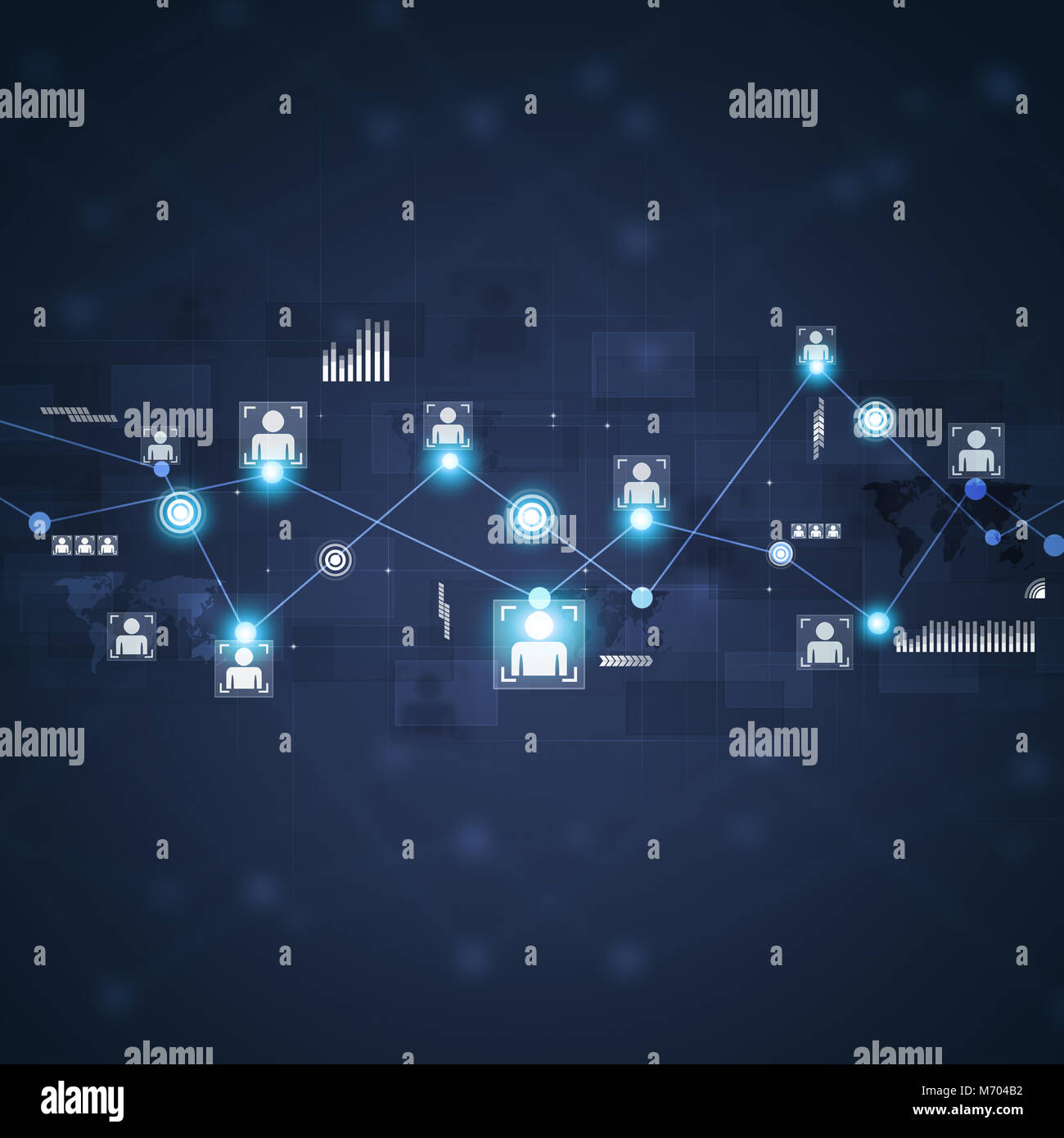 global connections interface concept technology blue background Stock Photo