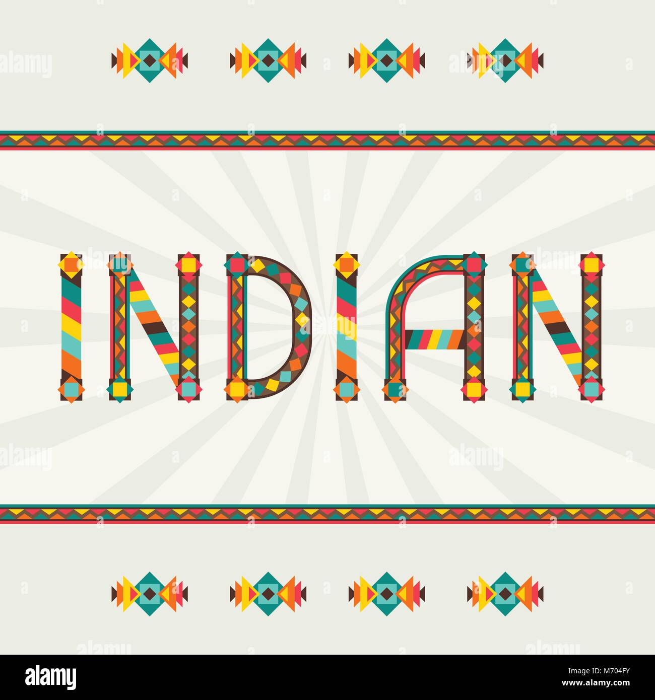 Indian design word with ornament Stock Vector