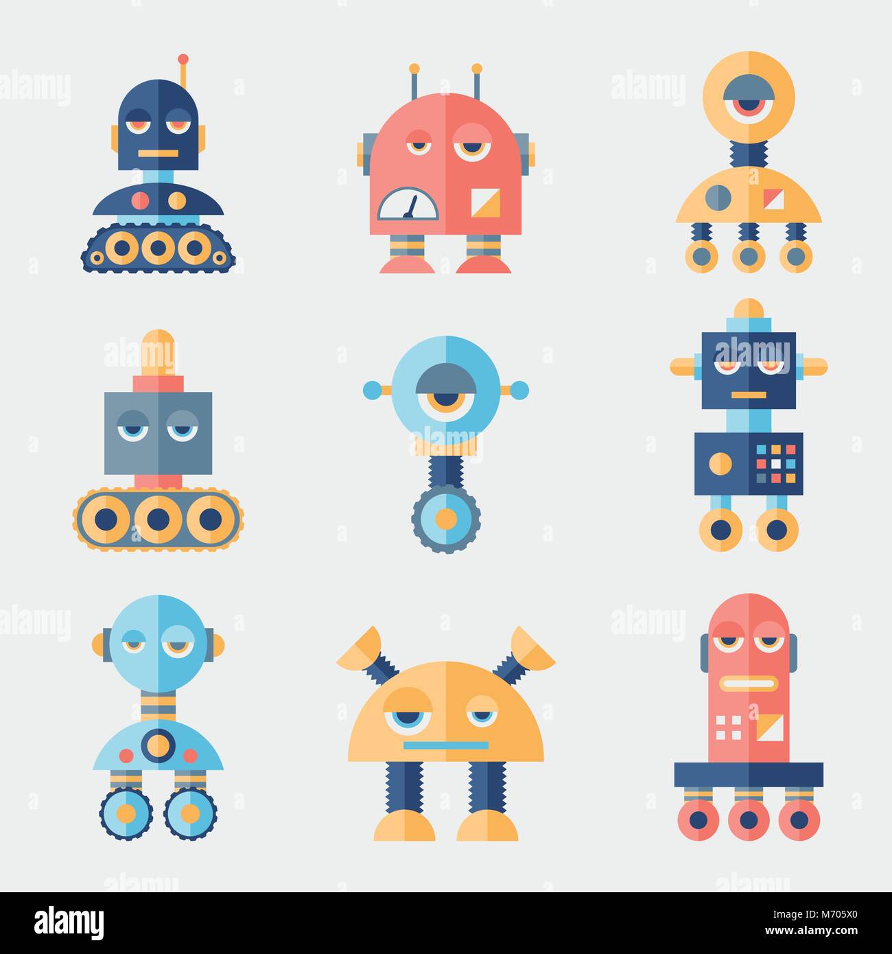 Set of robots in flat style Stock Vector Image & Art - Alamy