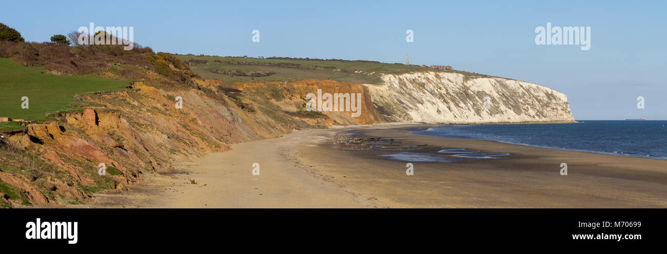 Panorama along Yaverland Beach towards Culver Cliff, Sandown, Isle of Wight Stock Photo