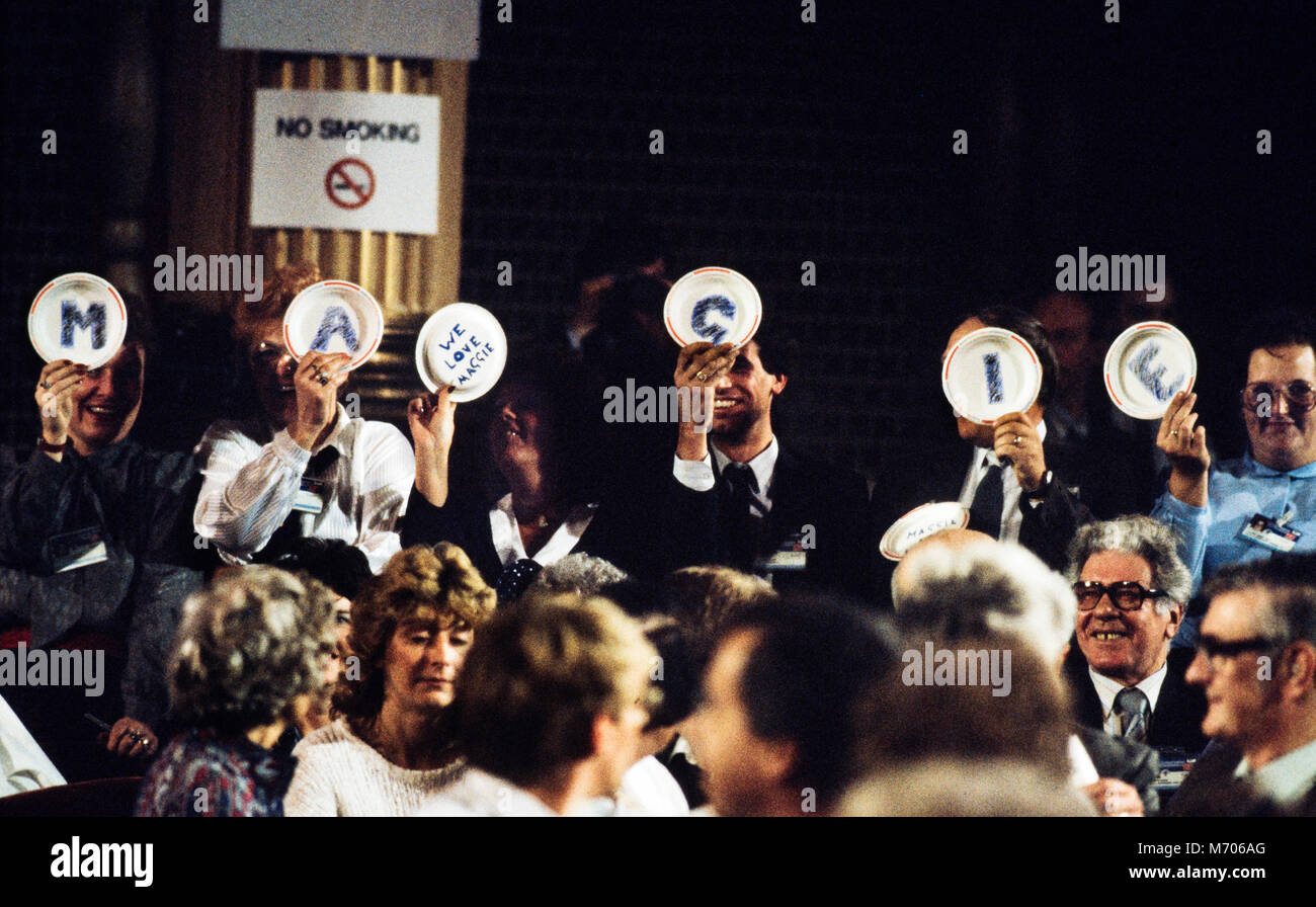 Conservative Party Conference at the Blackpool Winter Gardens 1985 The annual Tory Party conference in Blackpool with Margaret Thatcher as Prime Minister and Party Leader Stock Photo