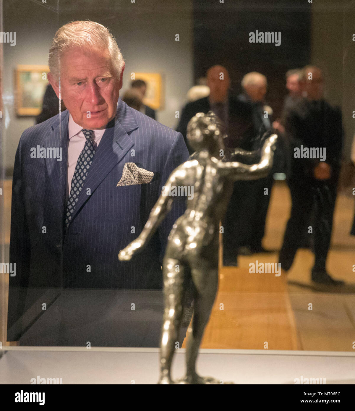 The Prince of Wales, patron of the National Gallery, views an ...