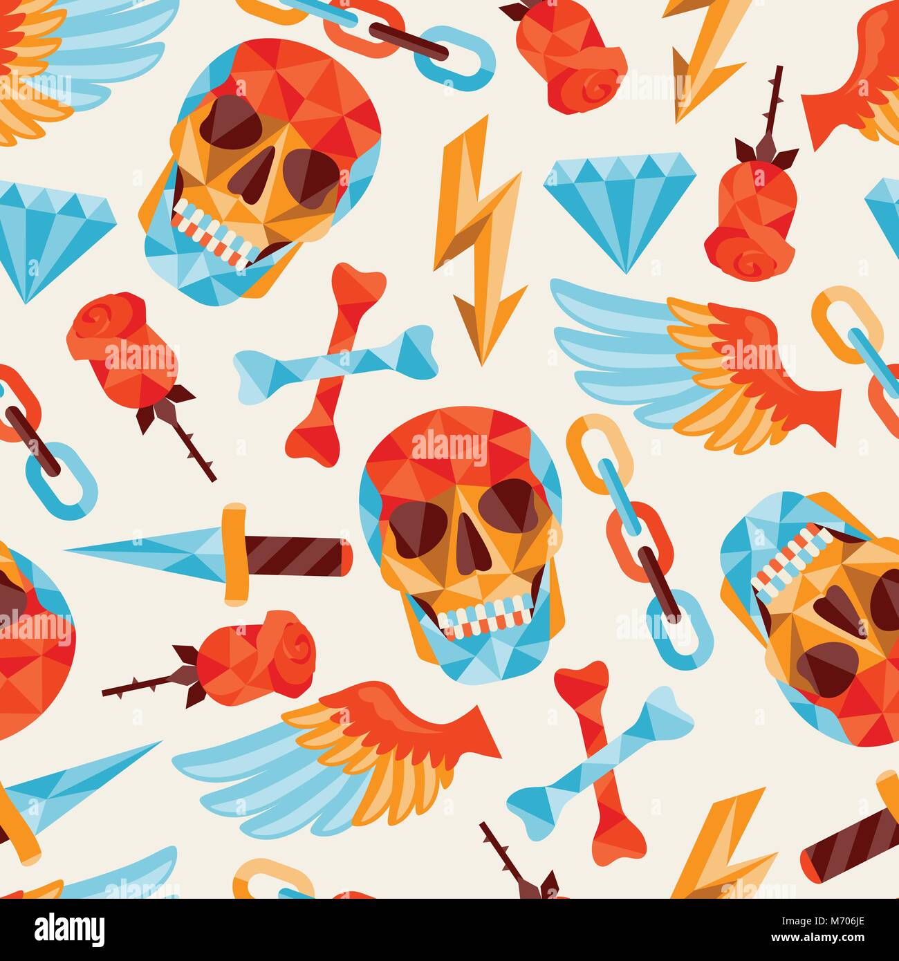 Seamless background with skull and elements Stock Vector Image & Art ...