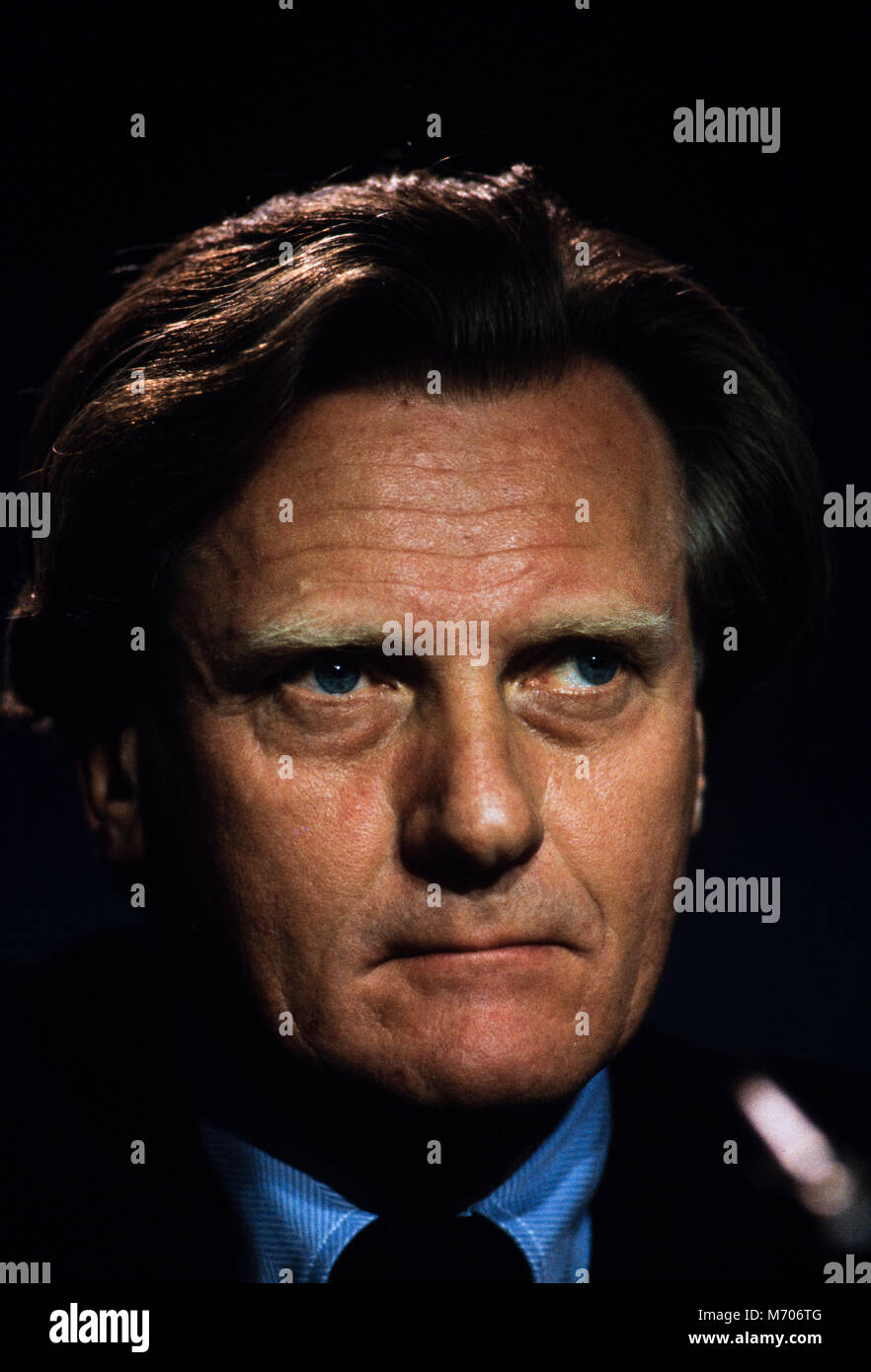 Conservative Party Conference at the Blackpool Winter Gardens 1985 Michael Heseltine Secretary of State for Defence at Conference, he resigned the following year over the Westland Helicopter Affair. The annual Tory Party conference in Blackpool with Margaret Thatcher as Prime Minister and Party Leader Stock Photo